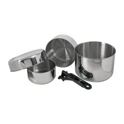 Basic Nature BIWAK EDELSTAHL, 3 Campinggeschirr NOCOLOR